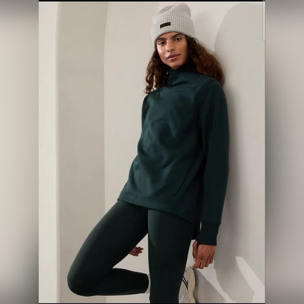 Athleta size S Small Cozy Karma Twist Neck Sweatshirt Cypress
